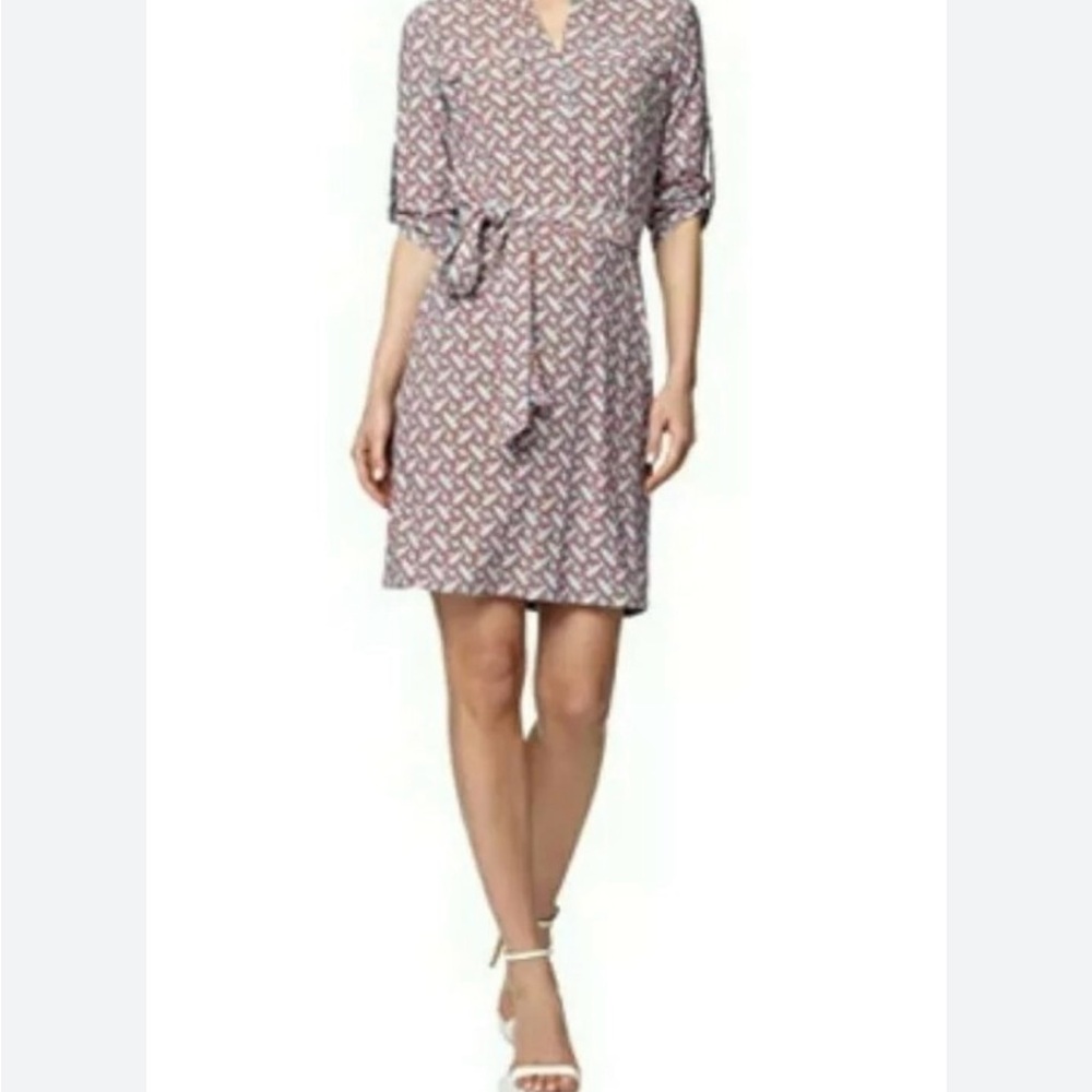 Anne Klein Pink and White Midi Dress